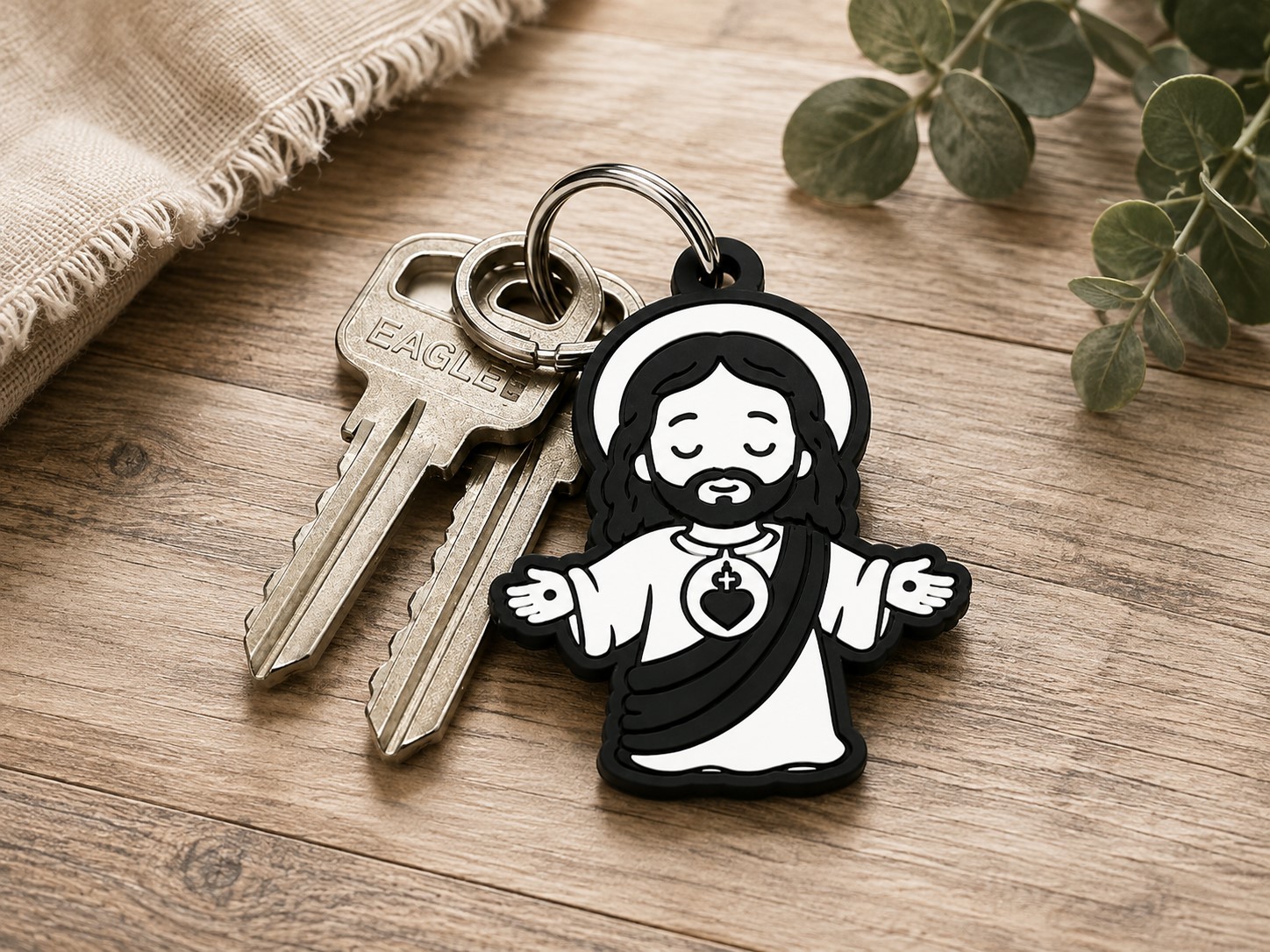 Jesus Pocket Saint Keychain